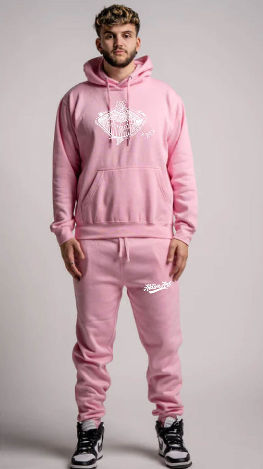 "LIPZ" FLEECE SWEATSUIT (PINK)