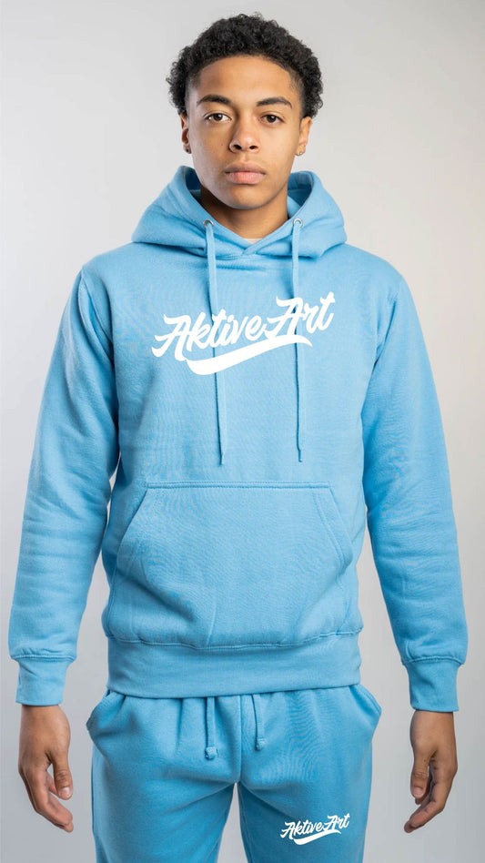 "AKTIVE LOGO" FLEECE SWEATSUIT (WHITE/LIGHT BLUE)