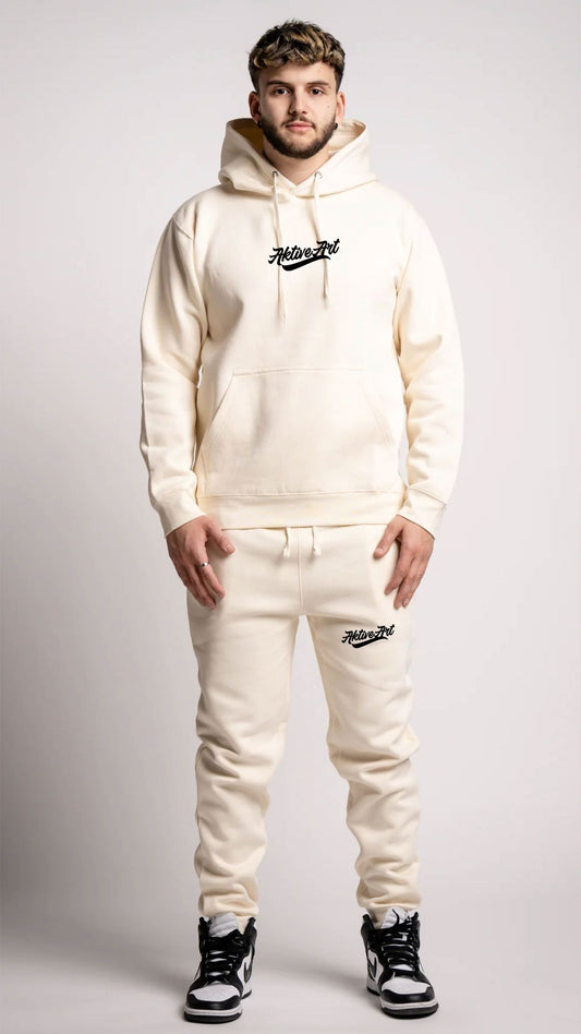 "AKTIVE LOGO" FLEECE SWEATSUIT (BLACK/CREAM)