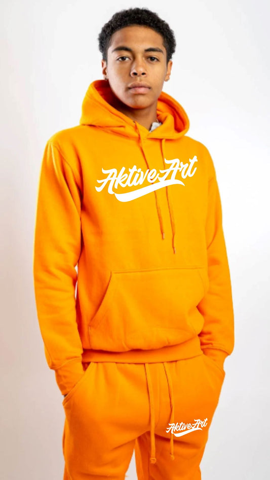 "AKTIVE LOGO" FLEECE SWEATSUIT (WHITE/ORANGE)
