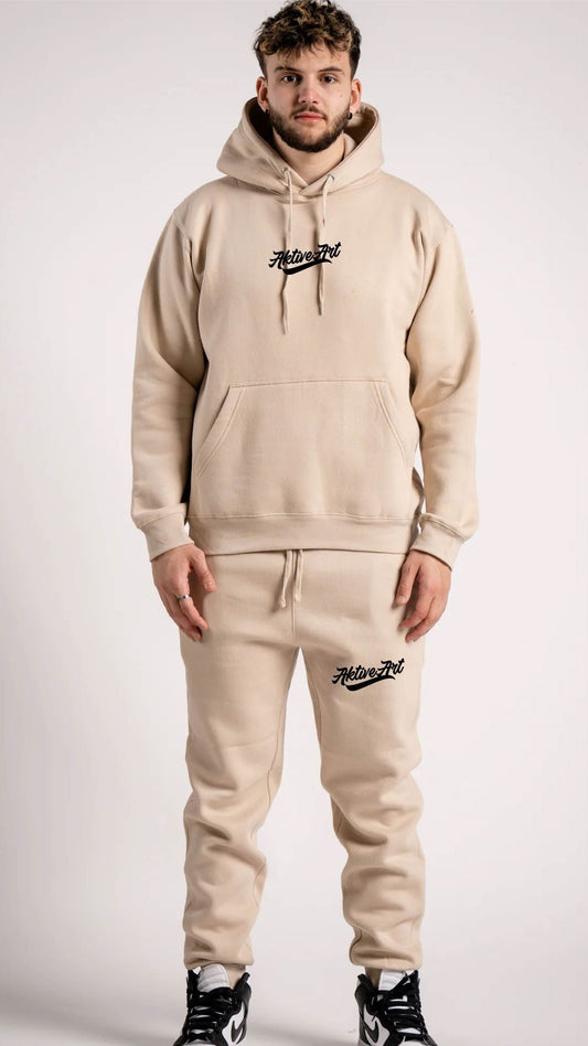 "AKTIVE LOGO" FLEECE SWEATSUIT (BLACK/TAN)